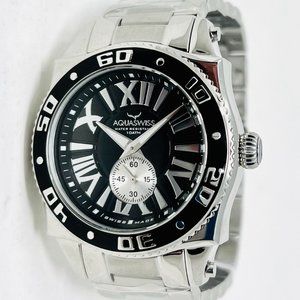 AQUASWISS Swissport G Sporty Black Dial Stainless Steel 46mm Men's Watch